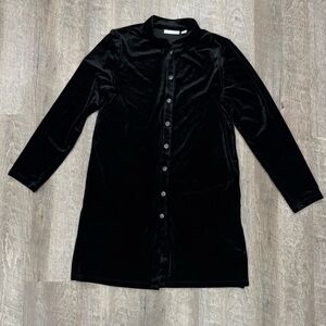 Black Velvet Goth Vampire Witchy Button Tunic Sz XS Oversized
